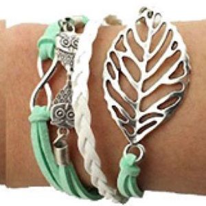 🦉 Owl 🍃 Woven Leather Braided Infinity Bracelet